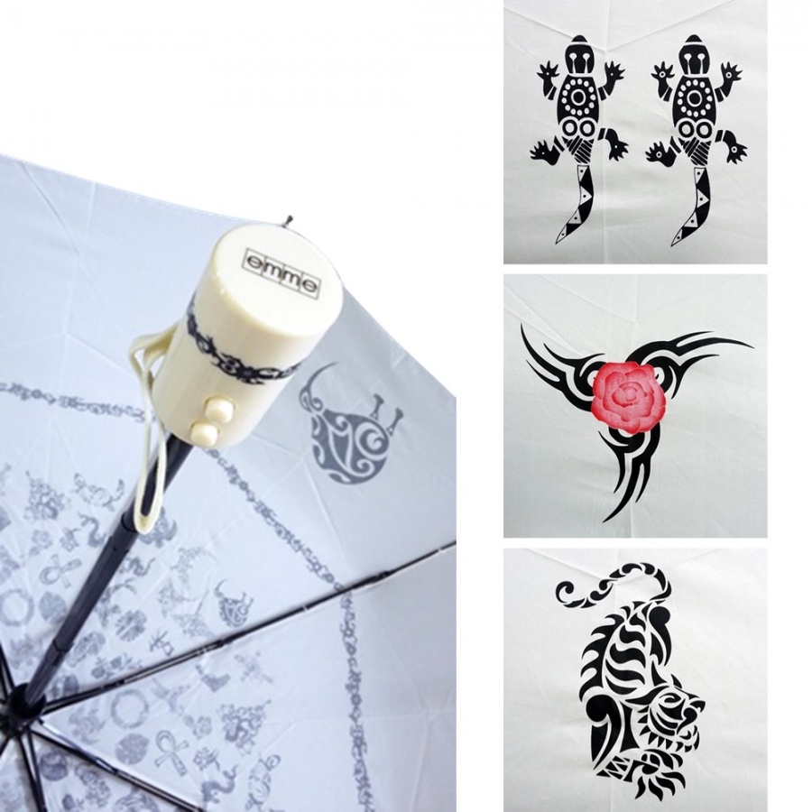 rączka i wzory z czaszy parasolki Tattoo Emme