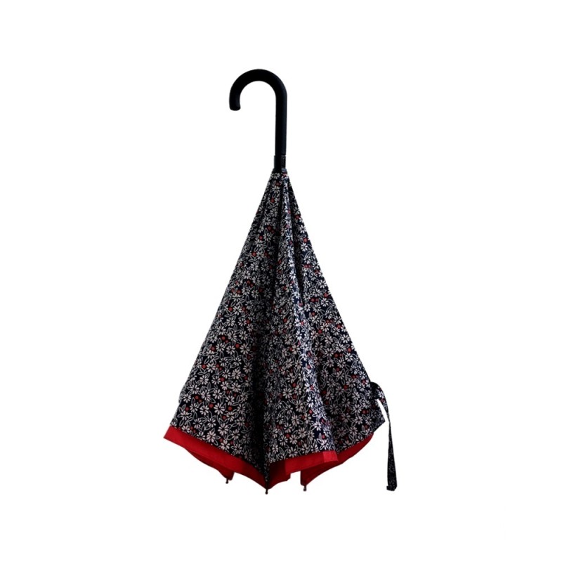 złożony parasol Vice Versa Neyrat Autun wzór czerwony/ czarny kwiaty 80H
